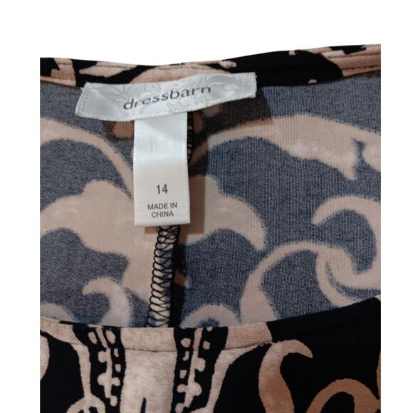 NEW DRESSBARN Dress 14 Stretchy Shirred 3/4 Sleeves Colorful Career Office Event - Picture 9 of 15